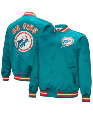 Mitchell & Ness - Men's Aqua Miami Dolphins Double Down Satin Full-Snap Jacket