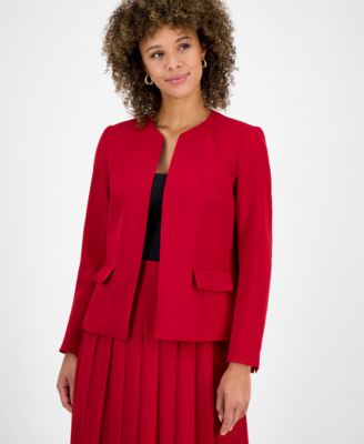 Kasper - Plus Size Collarless Open-Front Jacket