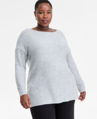 I.N.C. International Concepts - Plus Size Roving Sequin Boat-Neck Tunic Sweater