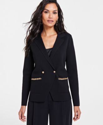 I.N.C. International Concepts - Women's Braid-Trim Notch-Collar Sweater Blazer