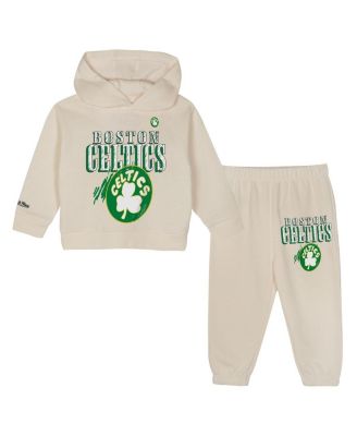 Mitchell & Ness - Toddler Cream Boston Celtics Hang Time Oversized Pullover Hoodie Pants Set
